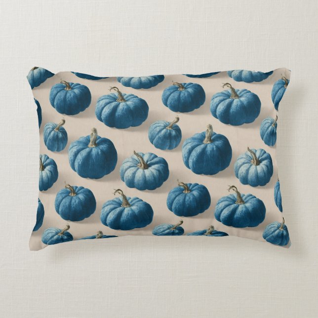 Modern Blue Pumpkin Herfst ontwerp Accent Kussen (Voorkant)