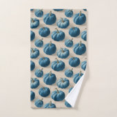 Modern Blue Pumpkin Herfst ontwerp Bad Handdoek (Handdoek)