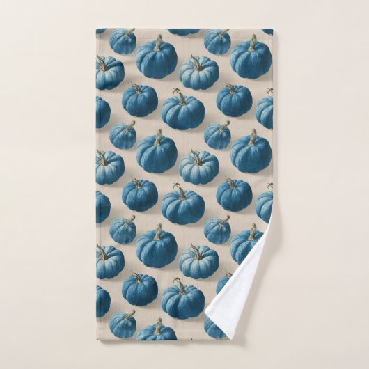 Modern Blue Pumpkin Herfst ontwerp Bad Handdoek (Handdoek)