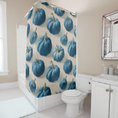 Modern Blue Pumpkin Herfst ontwerp Douchegordijn (In situ)
