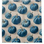 Modern Blue Pumpkin Herfst ontwerp Douchegordijn (Voorkant)