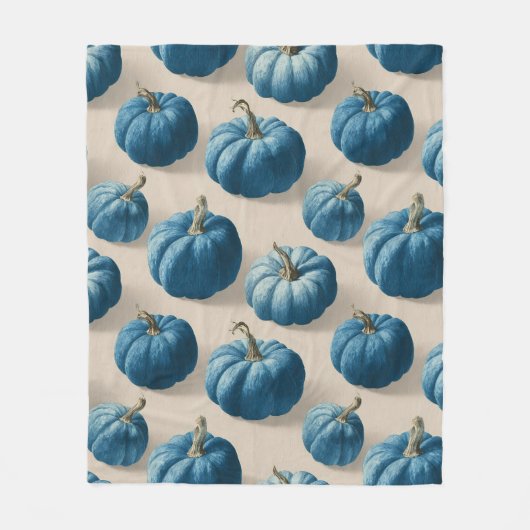 Modern Blue Pumpkin Herfst ontwerp Fleece Deken (Voorkant)