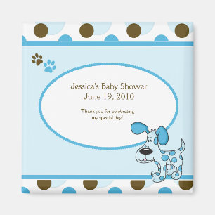 Modern Blue Puppy Baby shower Magnet Favor