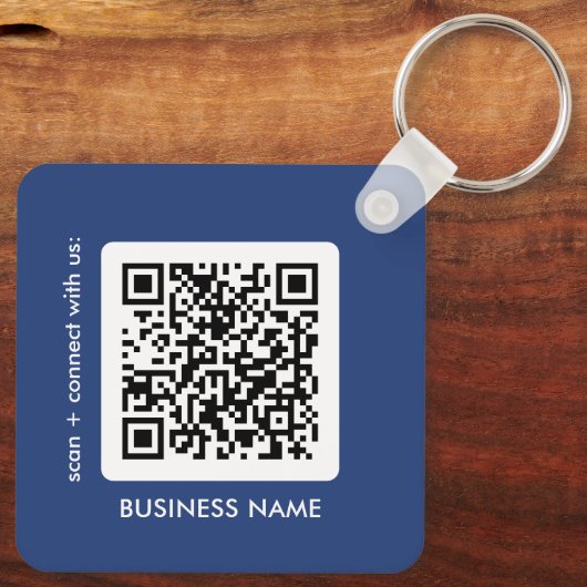 Modern Blue QR Code Logo Sleutelhanger (Achterkant)