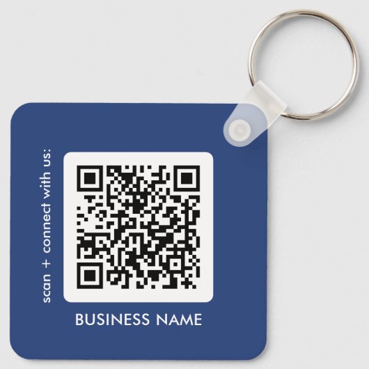 Modern Blue QR Code Logo Sleutelhanger (Achterkant)