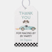 Modern Blue Race Car Birthday Cadeaulabel (Voorkant)