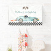 Modern Blue Race Car Birthday Spandoek (Insitu)