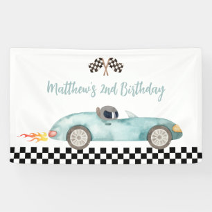 Modern Blue Race Car Birthday Spandoek