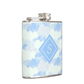 Modern Blue Rain Clouds Monogram , gepersonaliseer Heupfles (Rechts)