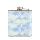 Modern Blue Rain Clouds Monogram , gepersonaliseer Heupfles (Achterkant)