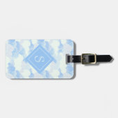 Modern Blue Rain Clouds Monogram op maat Bagagelabel (Voorkant horizontaal)