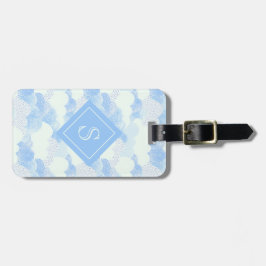 Modern Blue Rain Clouds Monogram op maat Bagagelabel