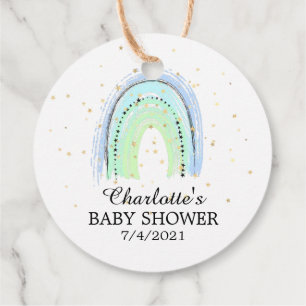 Modern Blue Rainbow Baby shower Favor Gift Label