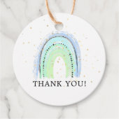 Modern Blue Rainbow Baby shower Favor Gift Label (Voorkant)