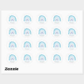 Modern Blue Rainbow Boho Baby shower Ronde Sticker (Vel)