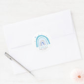 Modern Blue Rainbow Boho Baby shower Ronde Sticker (Envelop)