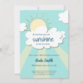 Modern Blue Ray van Sunshine Boy Baby shower Kaart (Voorkant)