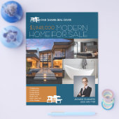 MODERN BLUE Real Estate Realty Flyer For Sale (Enkel)