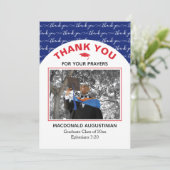 Modern Blue Red Afstuderen Foto bedankt (Staand voorkant)