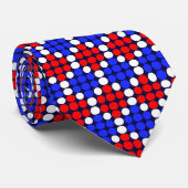 Modern Blue Red Dotted Pattern op Navy Blue Stropdas (Opgerold)
