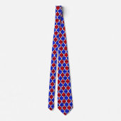 Modern Blue Red Dotted Pattern op Navy Blue Stropdas (Achterkant)