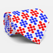Modern Blue Red Dotted Pattern op White Stropdas (Opgerold)