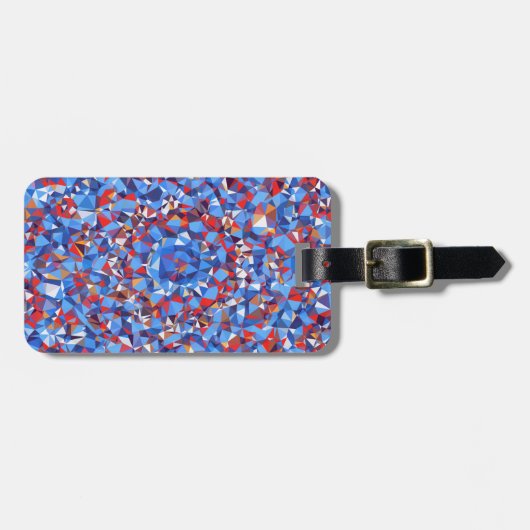 Modern Blue Red Fractal Abstract Geometric Bagagelabel (Voorkant horizontaal)