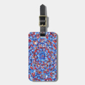 Modern Blue Red Fractal Abstract Geometric Bagagelabel (Voorkant verticaal)