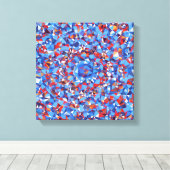 Modern Blue Red Fractal Abstract Geometric Canvas Afdruk (Insitu (Houten vloer))