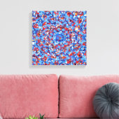 Modern Blue Red Fractal Abstract Geometric Canvas Afdruk (Insitu (Woonkamer))