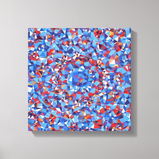 Modern Blue Red Fractal Abstract Geometric Canvas Afdruk (Voorkant)