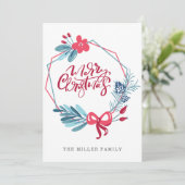 Modern Blue Red Geometric Lijst Kerstmis Feestdagenkaart (Staand voorkant)