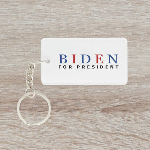 Modern Blue Red Joe Biden voor President Sleutelhanger