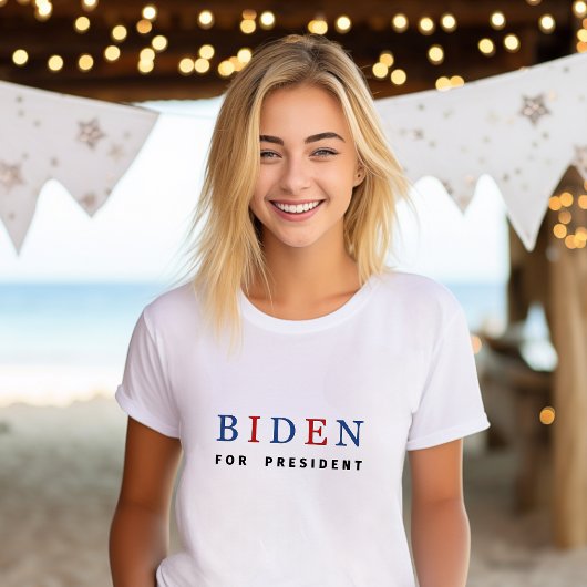 Modern Blue Red Joe Biden voor President T-shirt