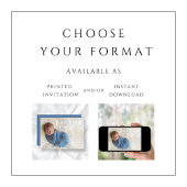 Modern Blue Religious Cross Photo Boy Baptisme Kaart