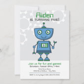 Modern Blue Robot Boys Birthday Party Kaart (Voorkant)