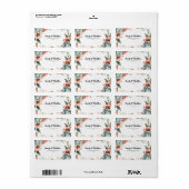 Modern Blue Roos Designer Retour-adreslabels Etiket (Full Sheet)