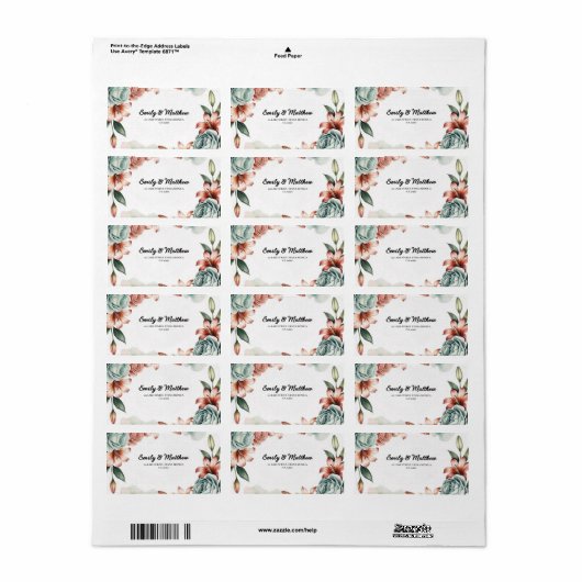 Modern Blue Roos Designer Retour-adreslabels Etiket (Full Sheet)