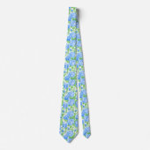 Modern Blue Roos Floral Pattern Wedding Stropdas (Voorkant)