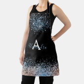 Modern Blue Roos Gold Glitter Name Monogram Black Schort (Insitu)