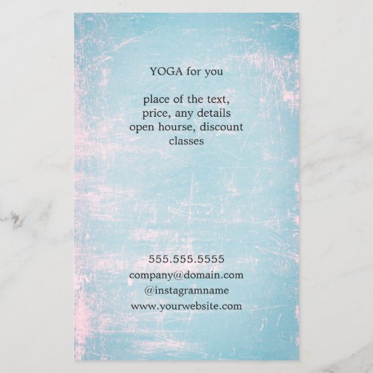 Modern Blue Roos Scratches Yoga Instructor Flyer (Achterkant)