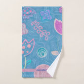 Modern Blue Roze en Paarse Floral Tulip Bad Handdoek (Handdoek)