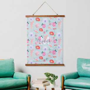Modern Blue Roze Garden Floral Hangend Wandkleed
