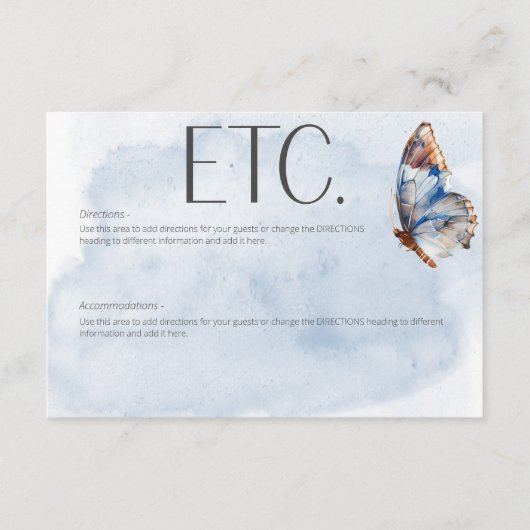 Modern Blue & Rust Waterverf Vlinders Details Informatiekaartje (Voorkant)