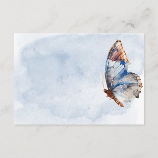 Modern Blue & Rust Waterverf Vlinders Details Informatiekaartje (Achterkant)