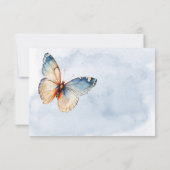 Modern Blue & Rust Waterverf Vlinders Diner RSVP Kaartje (Achterkant)