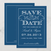 Modern Blue Save the Date Notice (Voorkant / Achterkant)