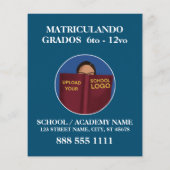 Modern Blue School Logo Engels Spaans Flyer (Achterkant)