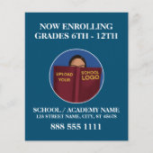 Modern Blue School Logo Engels Spaans Flyer (Voorkant)