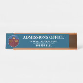 Modern Blue School Logo Kantoor Bureau Naambordje (Voorkant)